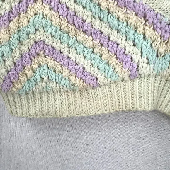 FOR LOVE AND LEMONS Corinna Bralette Womens Small Mint Sweater Knit Crop Chevron - Picture 15 of 16